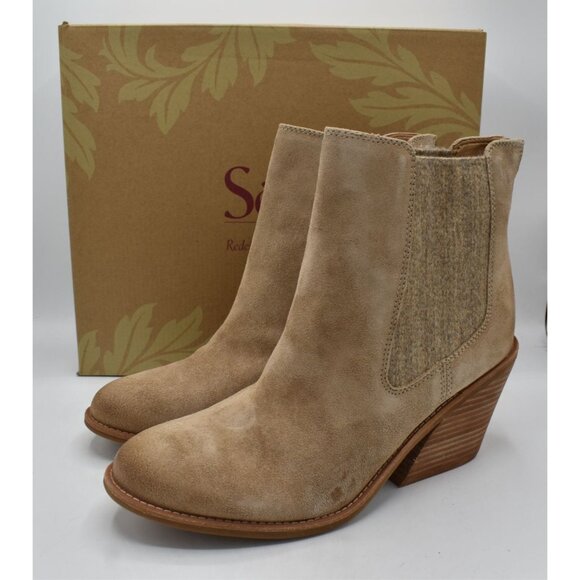 Sofft Womens 11 Tara Chelsea Barley Leather Block Heel Zip Western Booties Boots - Picture 1 of 15